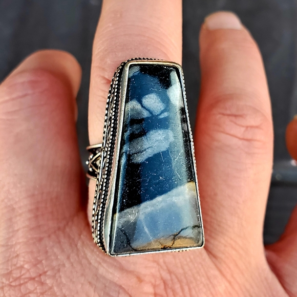 New Oversized Picasso Jasper 925 Silver Ring. - Picture 11 of 16
